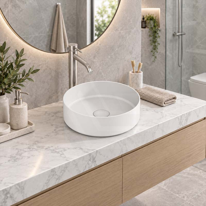 Above Counter Ceramic Basin Round Shape for Bathroom 310x310x110mm - Various Colour