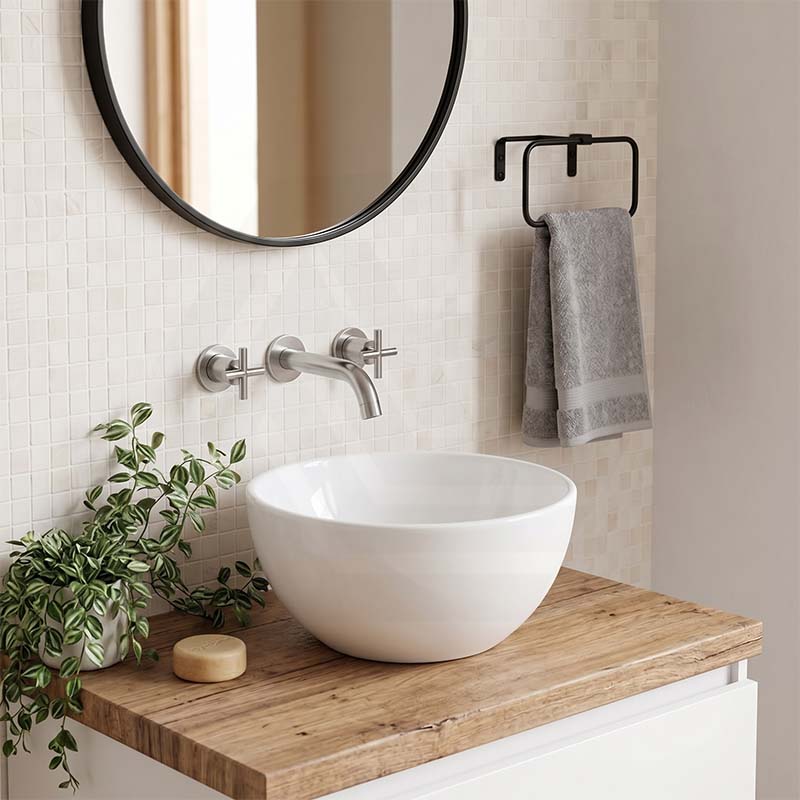 Infinity Round Ceramic Above Counter Basin NO Overflow 215x215x110mm - Gloss White