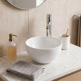 Infinity Round Ceramic Above Counter Basin NO Overflow 215x215x110mm - Gloss White