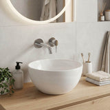 Infinity Round Ceramic Above Counter Basin NO Overflow 215x215x110mm - Gloss White