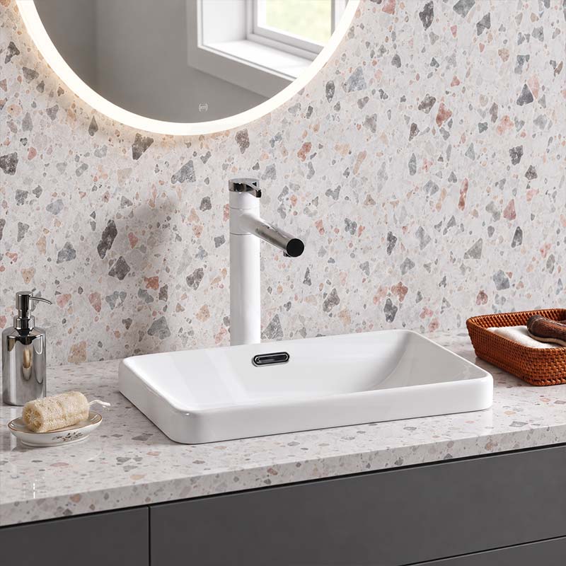 Rectangular Ceramic Inset Basin With Overflow Hole 450x330x150mm - Gloss White