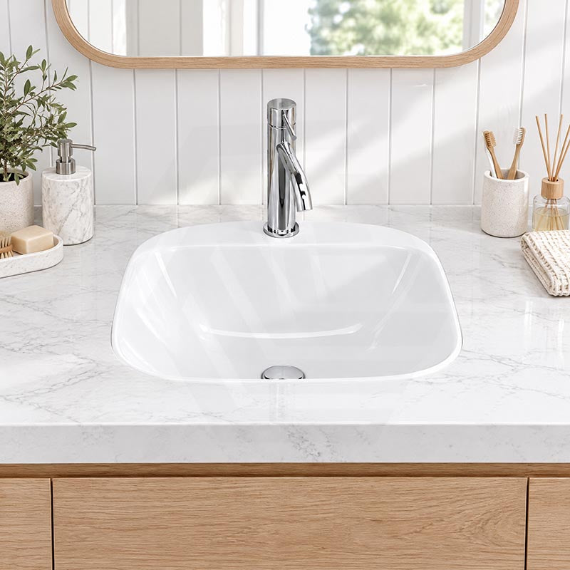 Ceramic Drop in Basin Inset Wash Basin 420x420x155mm - Gloss White