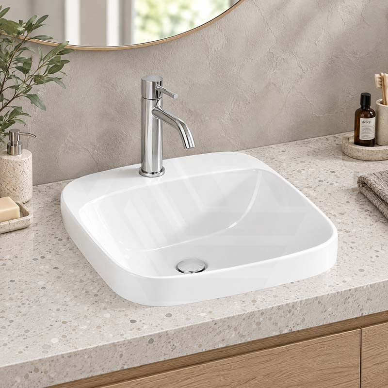 Ceramic Drop in Basin Inset Wash Basin 420x420x155mm - Gloss White