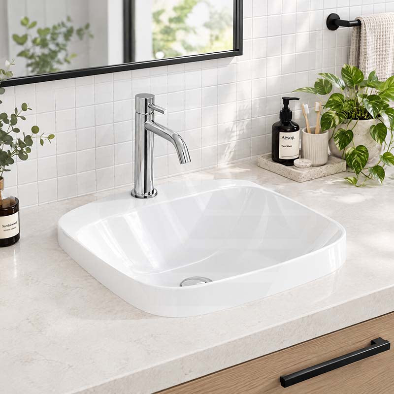 Ceramic Drop in Basin Inset Wash Basin 420x420x155mm - Gloss White