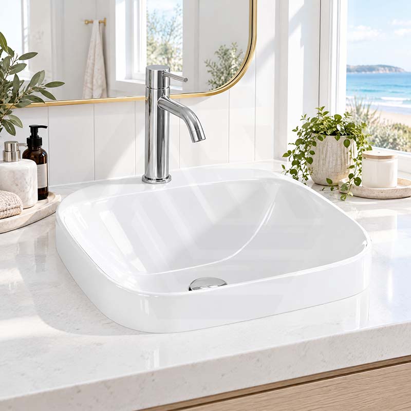 Ceramic Drop in Basin Inset Wash Basin 420x420x155mm - Gloss White