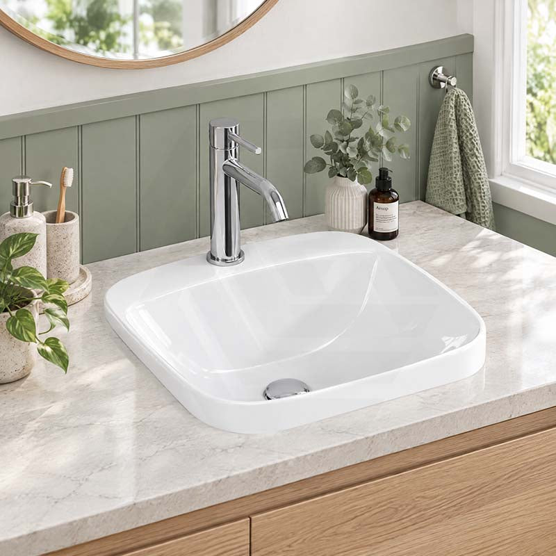 Ceramic Drop in Basin Inset Wash Basin 420x420x155mm - Gloss White