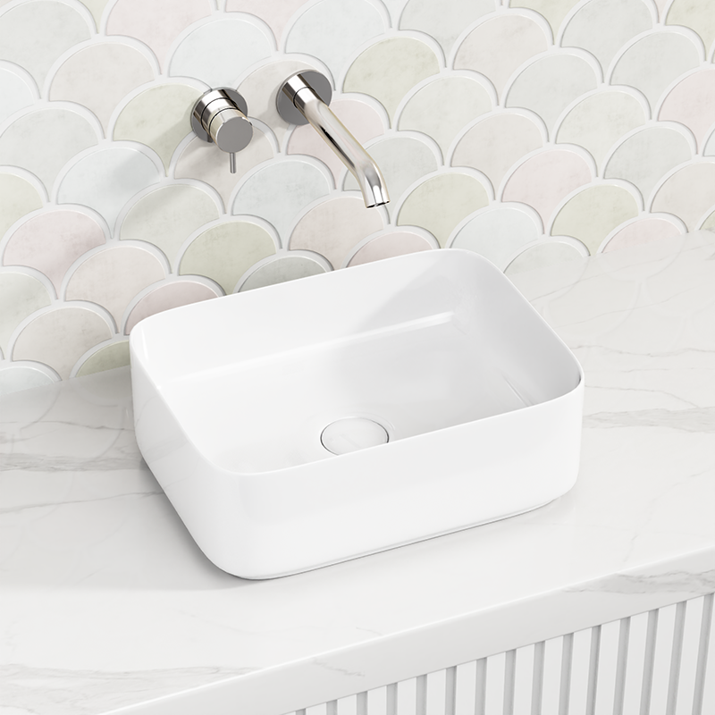 400x300x140mm Above Counter Ceramic Basin Gloss White for Bathroom