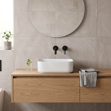 Above Counter Ceramic Basin for Bathroom 400x300x140mm - Gloss White