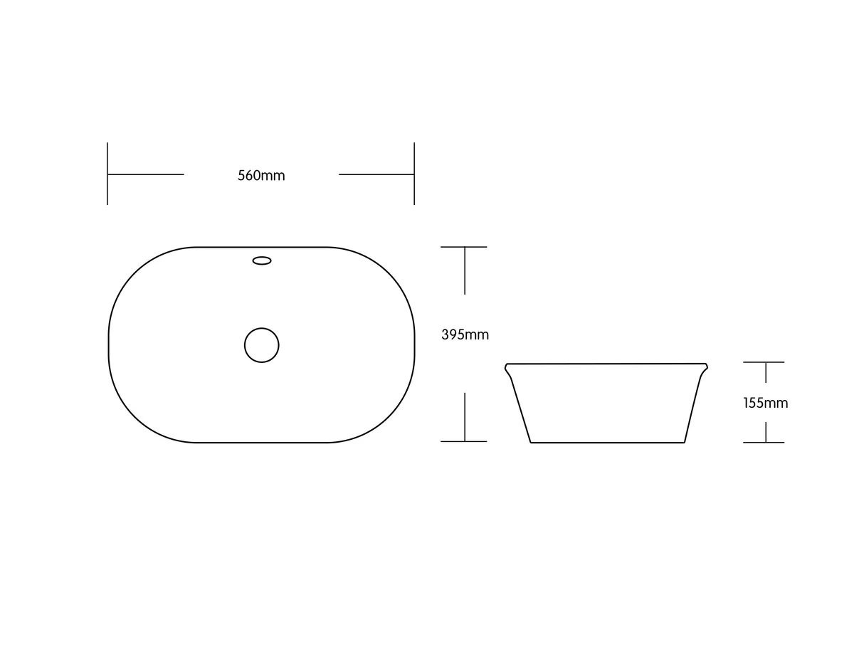 Bathroom Above Counter Ceramic Basin Special Shape 550x390x155mm - Gloss White