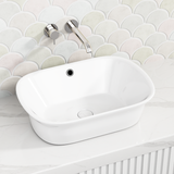 550X390X155Mm Above Counter Ceramic Basin Gloss White Special Shape For Bathroom