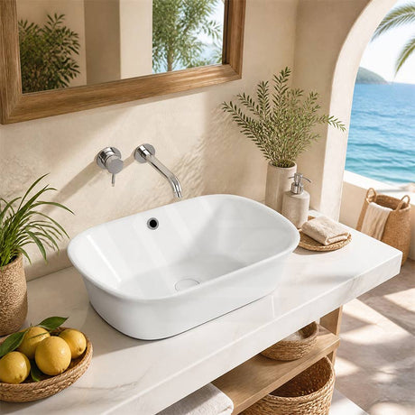 Bathroom Above Counter Ceramic Basin Special Shape 550x390x155mm - Gloss White