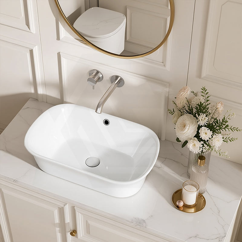 Bathroom Above Counter Ceramic Basin Special Shape 550x390x155mm - Gloss White