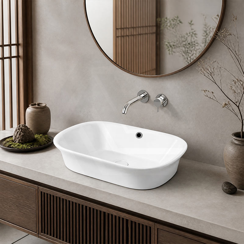 Bathroom Above Counter Ceramic Basin Special Shape 550x390x155mm - Gloss White
