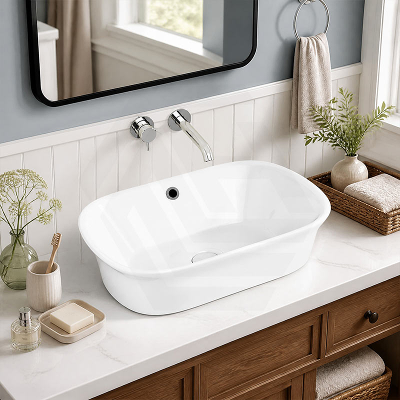 Bathroom Above Counter Ceramic Basin Special Shape 550x390x155mm - Gloss White