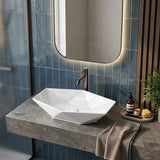 Above Counter Ceramic Basin Special Shape for Bathroom 565x365x125mm - Gloss White