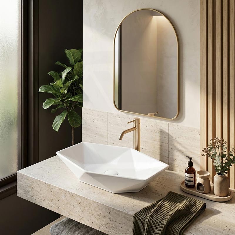 Above Counter Ceramic Basin Special Shape for Bathroom 565x365x125mm - Gloss White