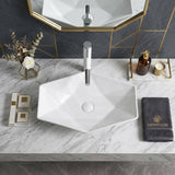 Above Counter Ceramic Basin Special Shape for Bathroom 565x365x125mm - Gloss White