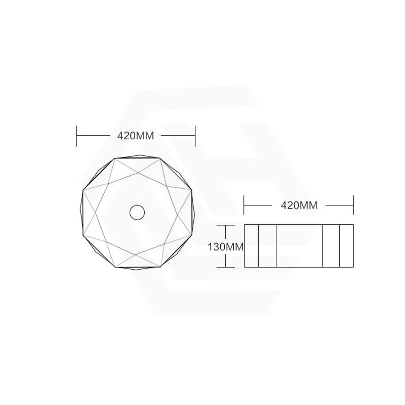 Above Counter Ceramic Basin Special Shape for Bathroom 420x420x130mm - Gloss White