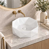 Above Counter Ceramic Basin Special Shape for Bathroom 420x420x130mm - Gloss White