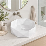Above Counter Ceramic Basin Special Shape for Bathroom 420x420x130mm - Gloss White