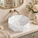 Above Counter Ceramic Basin Special Shape for Bathroom 420x420x130mm - Gloss White