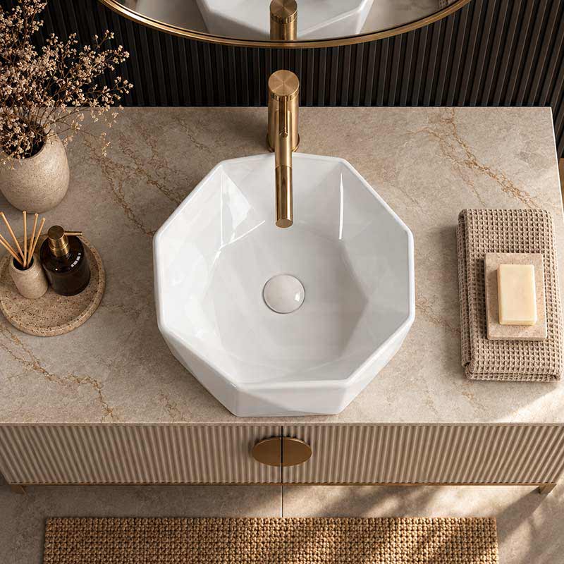 Above Counter Ceramic Basin Special Shape for Bathroom 420x420x130mm - Gloss White