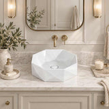Above Counter Ceramic Basin Special Shape for Bathroom 420x420x130mm - Gloss White