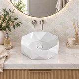 Above Counter Ceramic Basin Special Shape for Bathroom 420x420x130mm - Gloss White