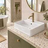 Infinity Rectangle Ceramic Above Counter Basin with Overflow 530x430x155mm - Gloss White