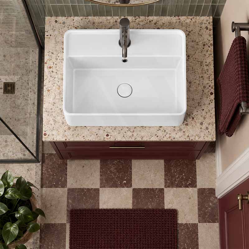 Infinity Rectangle Ceramic Above Counter Basin with Overflow 530x430x155mm - Gloss White