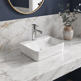 Rectangular Ceramic Above Counter Basin With Tap Hole 365x255x110mm - Gloss White