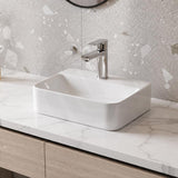 Rectangular Ceramic Above Counter Basin With Tap Hole 365x255x110mm - Gloss White