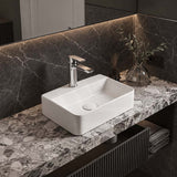 Rectangular Ceramic Above Counter Basin With Tap Hole 365x255x110mm - Gloss White