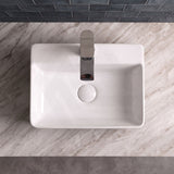 Rectangular Ceramic Above Counter Basin With Tap Hole 365x255x110mm - Gloss White