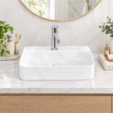 Rectangle Above Counter Ceramic Basin for Bathroom 450x280x110mm - Gloss White