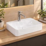 Rectangle Above Counter Ceramic Basin for Bathroom 450x280x110mm - Gloss White