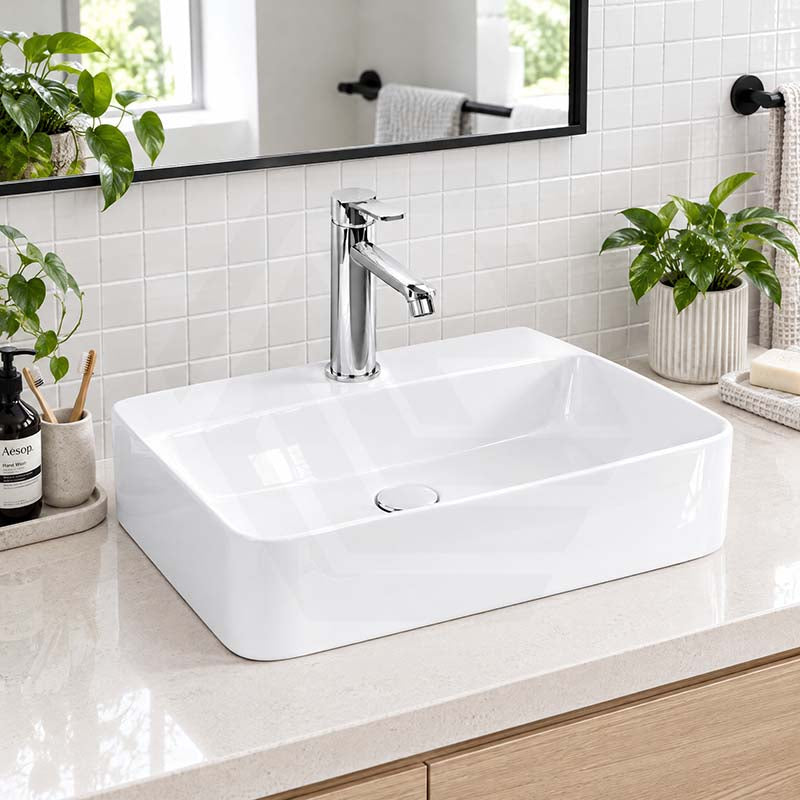 Rectangle Above Counter Ceramic Basin for Bathroom 450x280x110mm - Gloss White