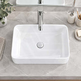 Rectangle Above Counter Ceramic Basin for Bathroom 450x280x110mm - Gloss White