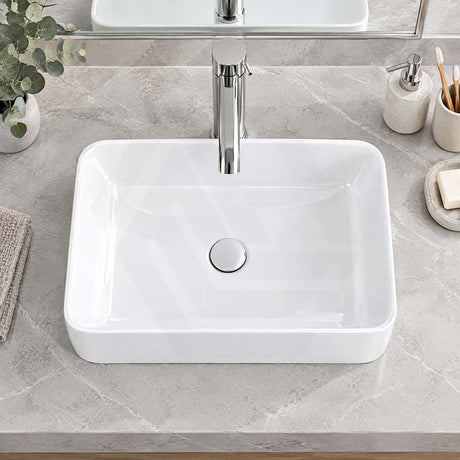 Rectangle Above Counter Ceramic Basin for Bathroom 450x280x110mm - Gloss White