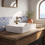 Rectangle Above Counter Ceramic Basin for Bathroom 530x300x110mm - Gloss White