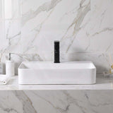 Rectangle Above Counter Ceramic Basin for Bathroom 530x300x110mm - Gloss White
