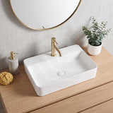 Rectangle Above Counter Ceramic Basin for Bathroom 530x300x110mm - Gloss White