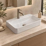 Rectangle Above Counter Ceramic Basin for Bathroom 530x300x110mm - Gloss White