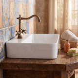 Rectangle Above Counter Ceramic Basin for Bathroom 530x300x110mm - Gloss White