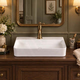 Rectangle Above Counter Ceramic Basin for Bathroom 530x300x110mm - Gloss White