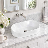 Infinity Oval Ceramic Above Counter Basin NO Overflow 530x300x115mm - Gloss White