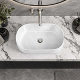 Infinity Oval Ceramic Above Counter Basin NO Overflow 530x300x115mm - Gloss White