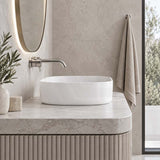 Infinity Oval Ceramic Above Counter Basin NO Overflow 530x300x115mm - Gloss White