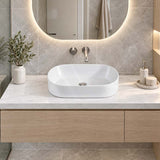 Infinity Oval Ceramic Above Counter Basin NO Overflow 530x300x115mm - Gloss White
