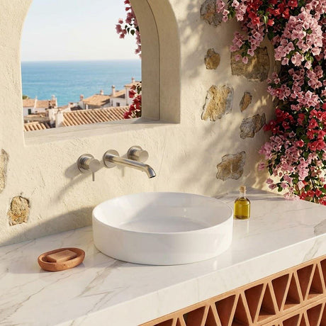 Ceramic Drop in/Above Counter Basin Round Inset Wash Basin 360x360x115mm - Matt/Gloss White